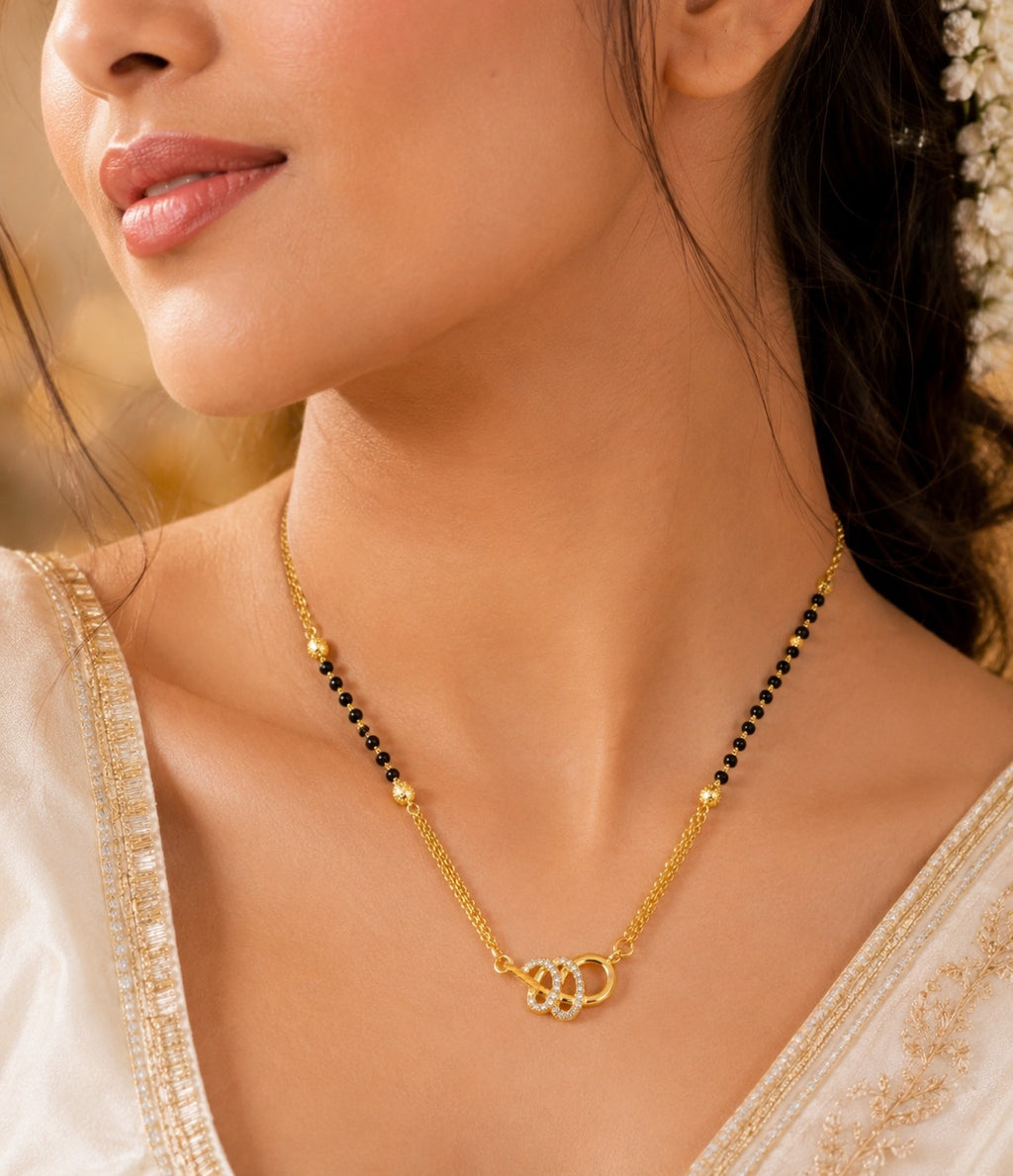 Diamond-Style Interlocked Loop Gold Plated Mangalsutra Necklace