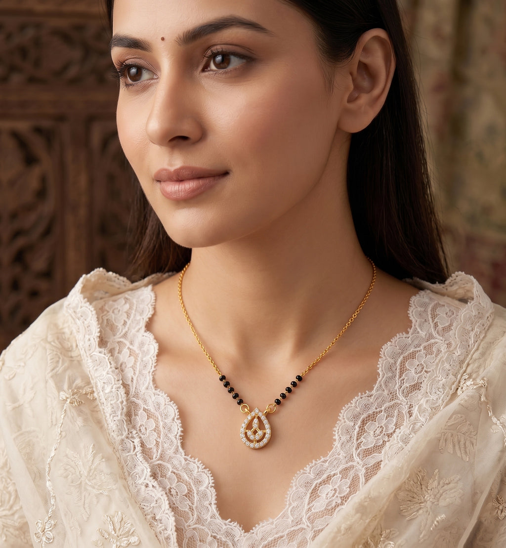 Radiant Floral Arc Diamond Gold Mangalsutra