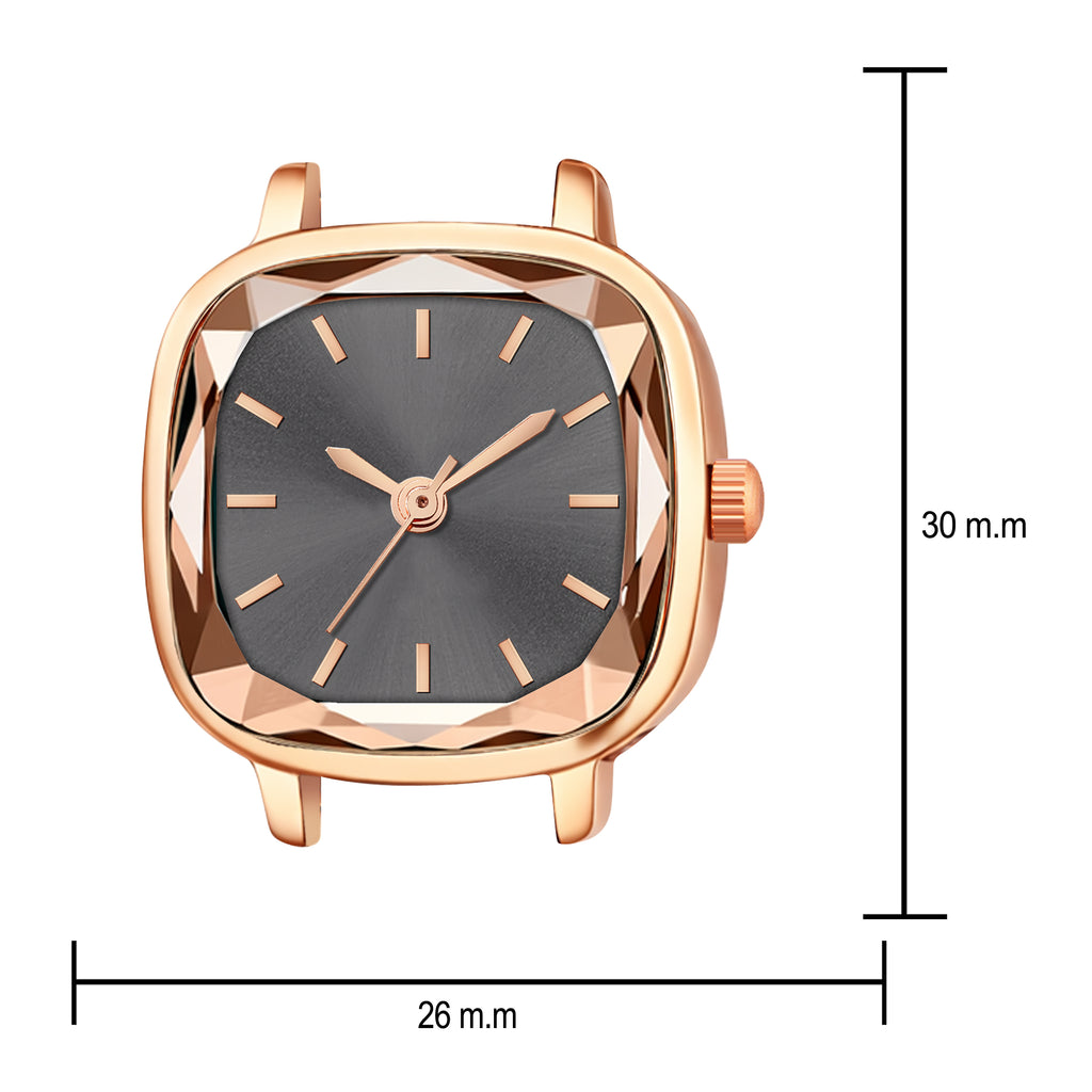 Luxury Rose Gold Square Watch for Women – Premium Diamond-Cut Glass Analog Watch with Black Dial