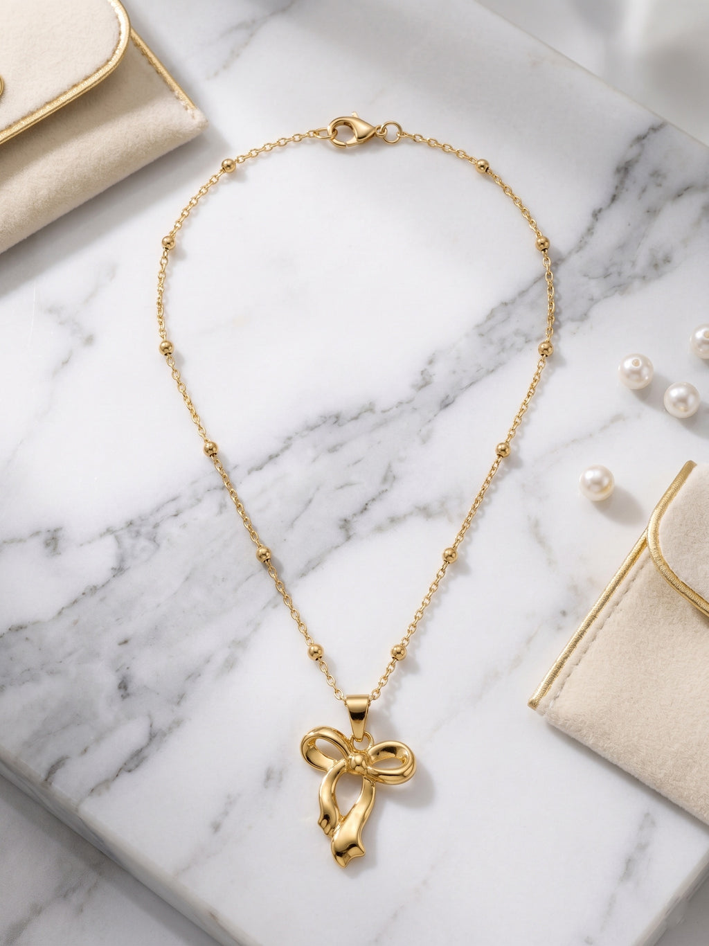 Elegant Ribbon Bow Luxury Necklace