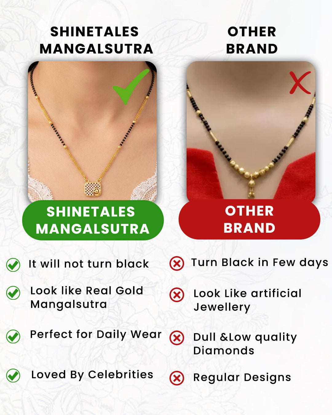 Geometric Lattice Square Mangalsutra with Heart & Leaf Detail