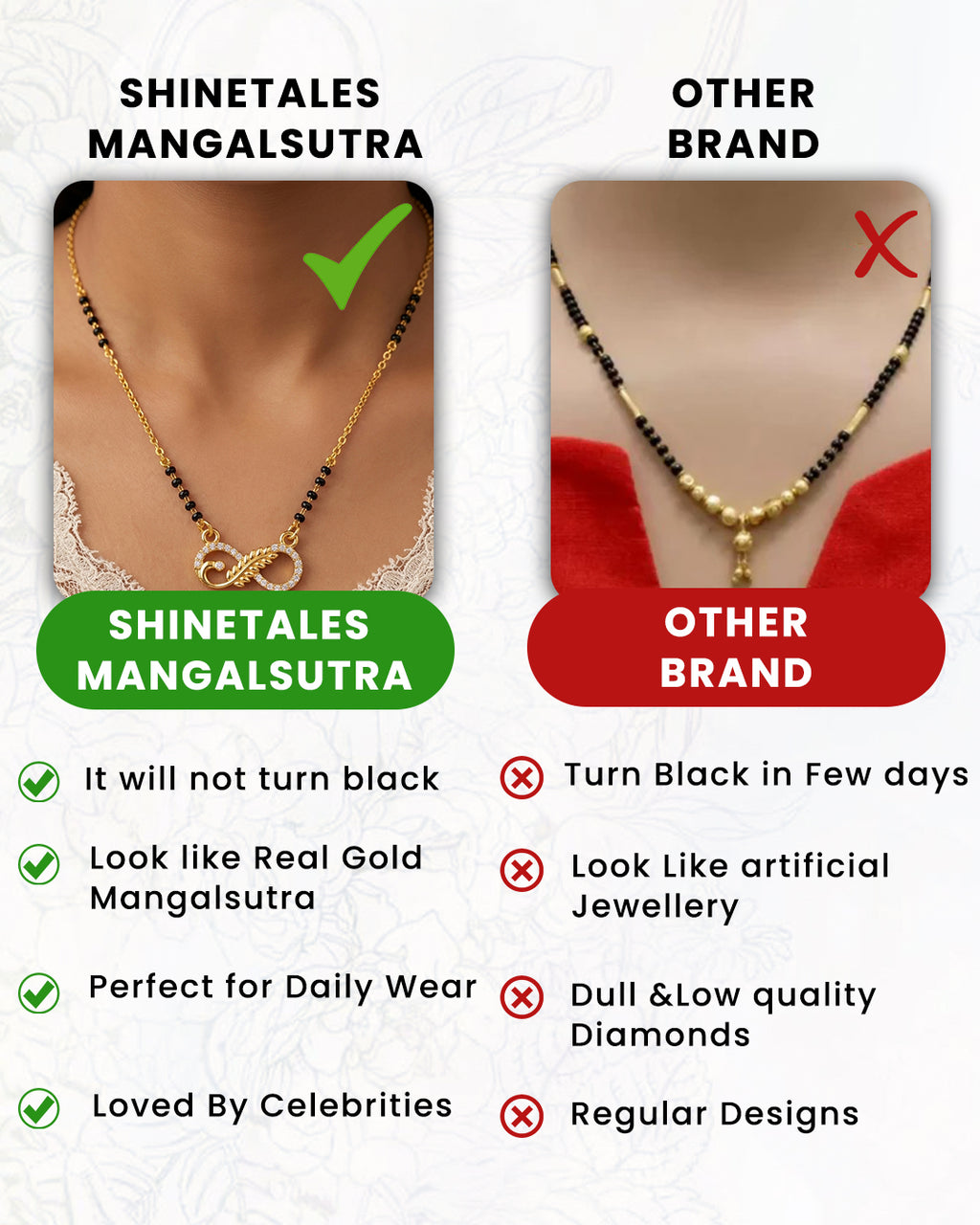 Infinity Feather Gold Mangalsutra with Diamond Accents