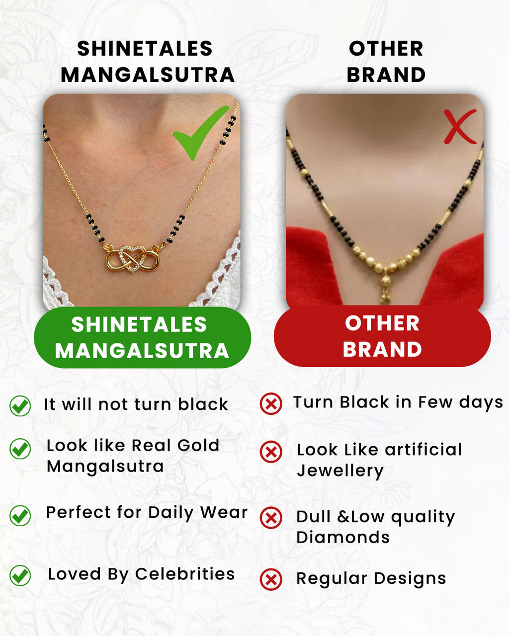 Modern Infinity Heart Gold Chain Mangalsutra