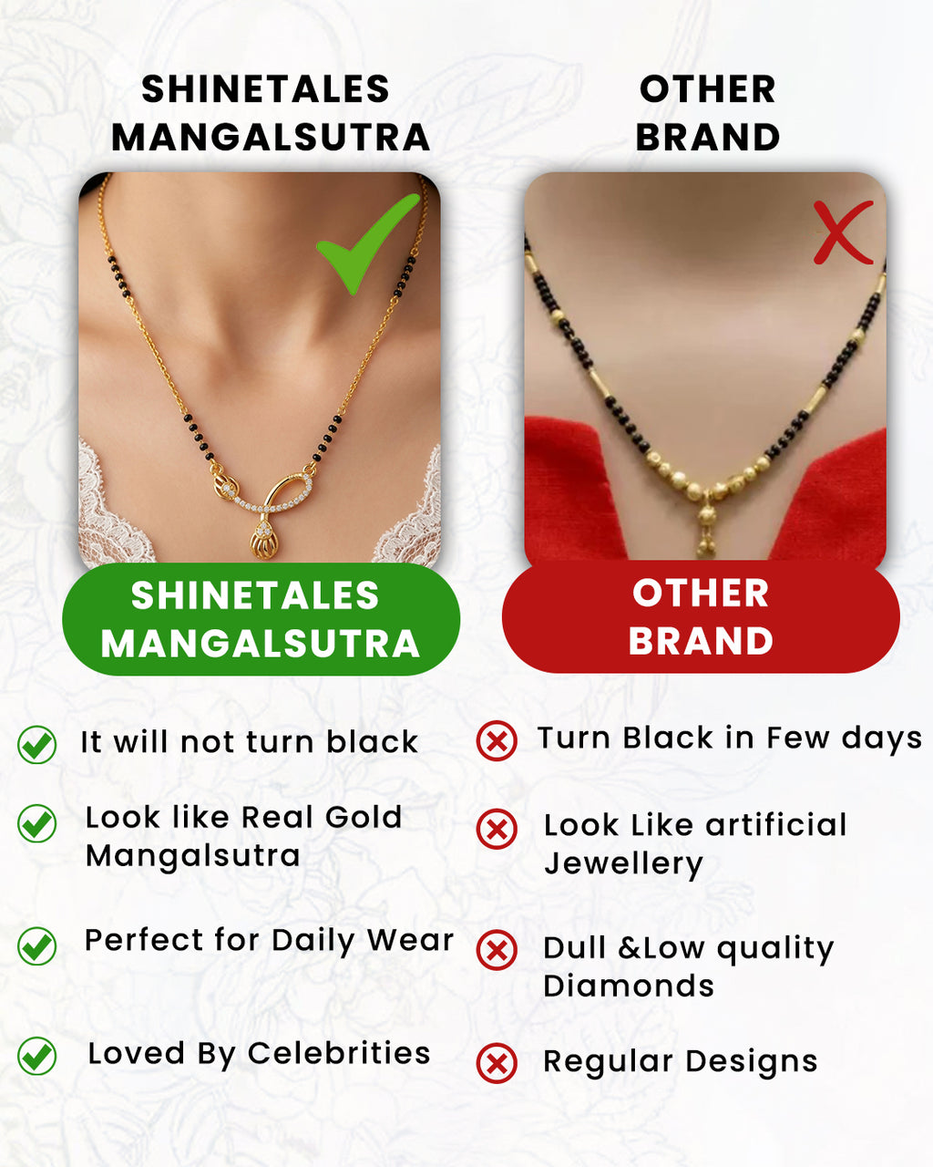 Modern Crown-Style Floral Mangalsutra