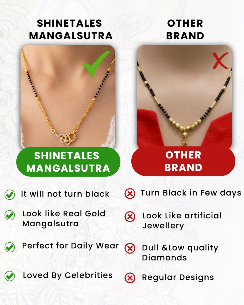 Diamond-Style Interlocked Loop Gold Plated Mangalsutra Necklace