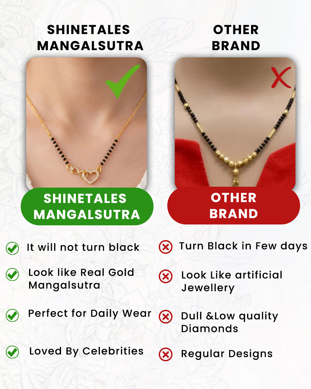 Gold Plated Heart & Infinity Diamond-Style Mangalsutra Necklace