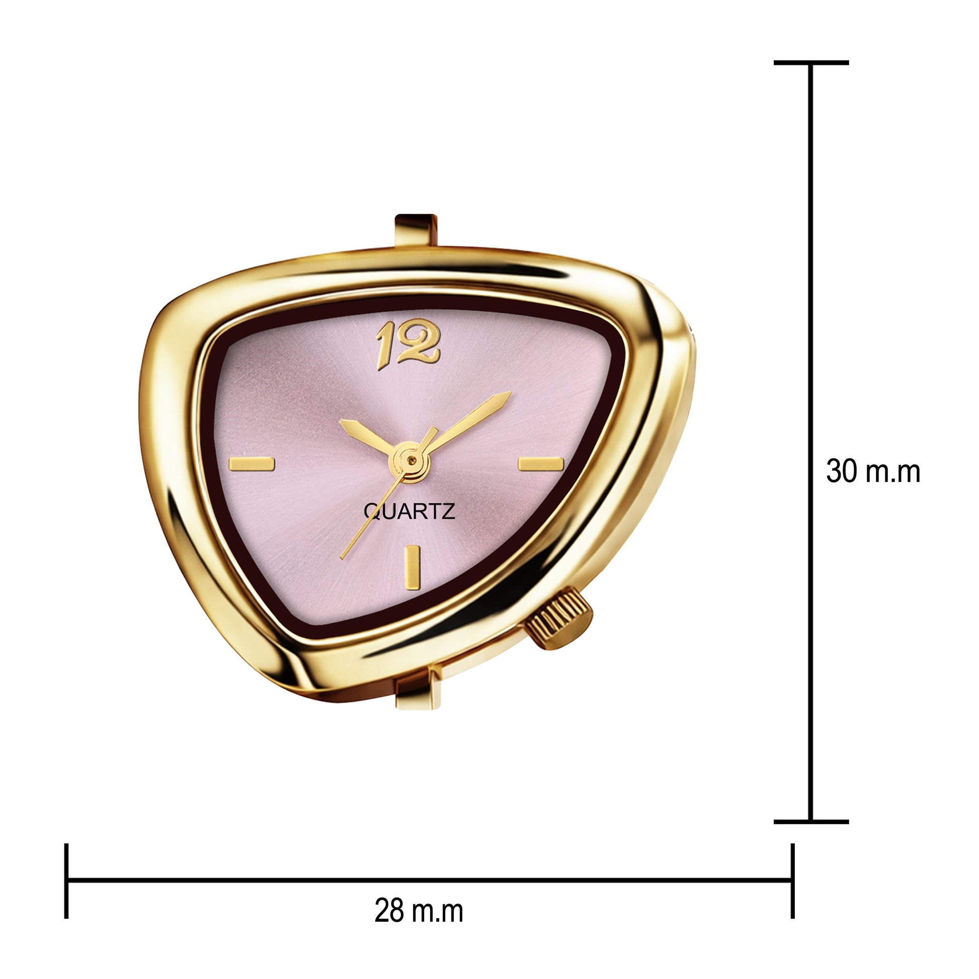 Luxury Geometric Pastel Pink Crystal Bracelet Watch for Women – Premium Gold-Plated Asymmetric Dial Analog Watch