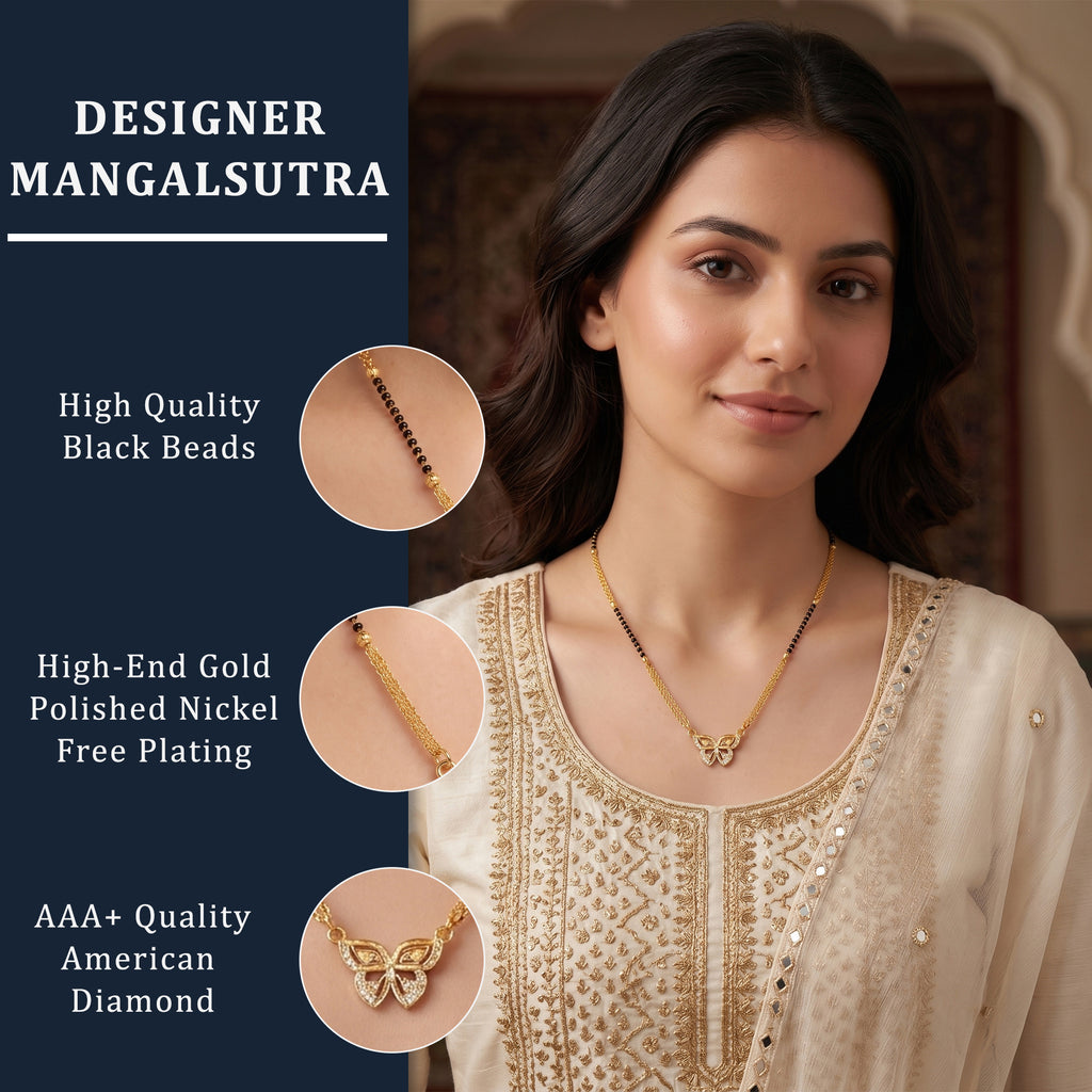 Sparkling Butterfly Pendant Mangalsutra