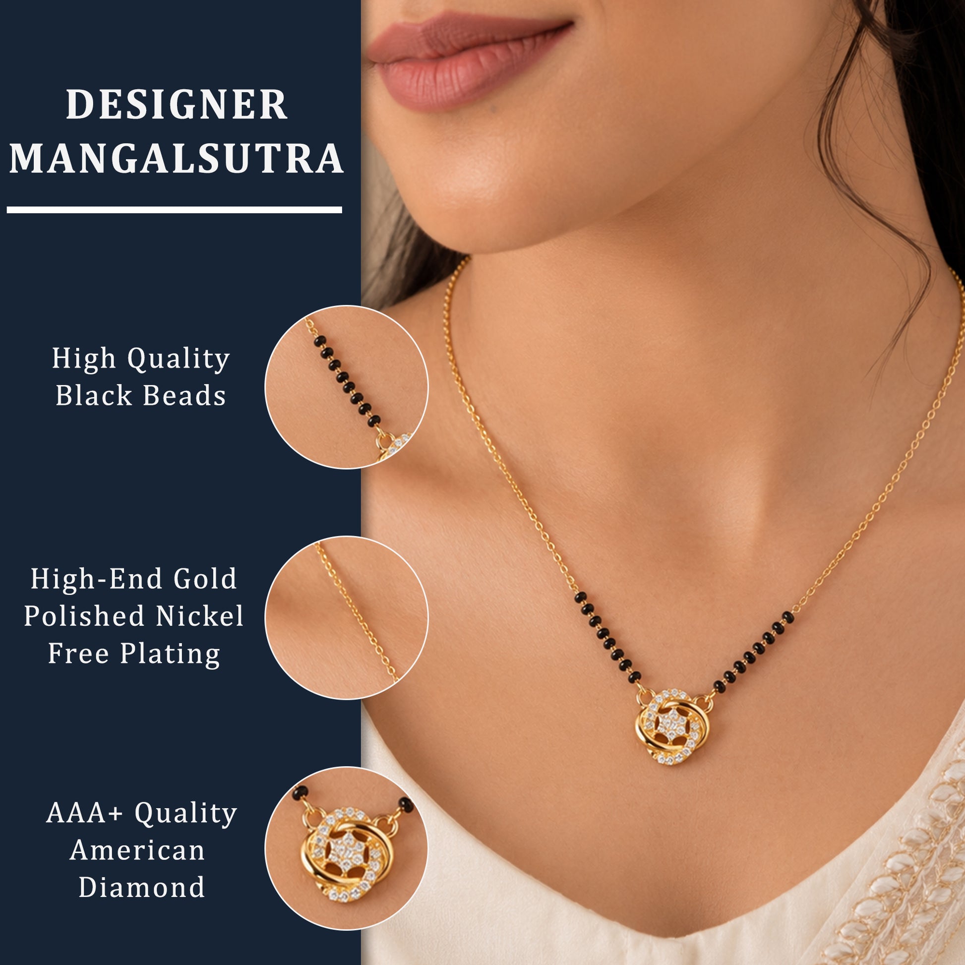 Interlocking Eternal Knot Mangalsutra with Zircon Pavé Accents