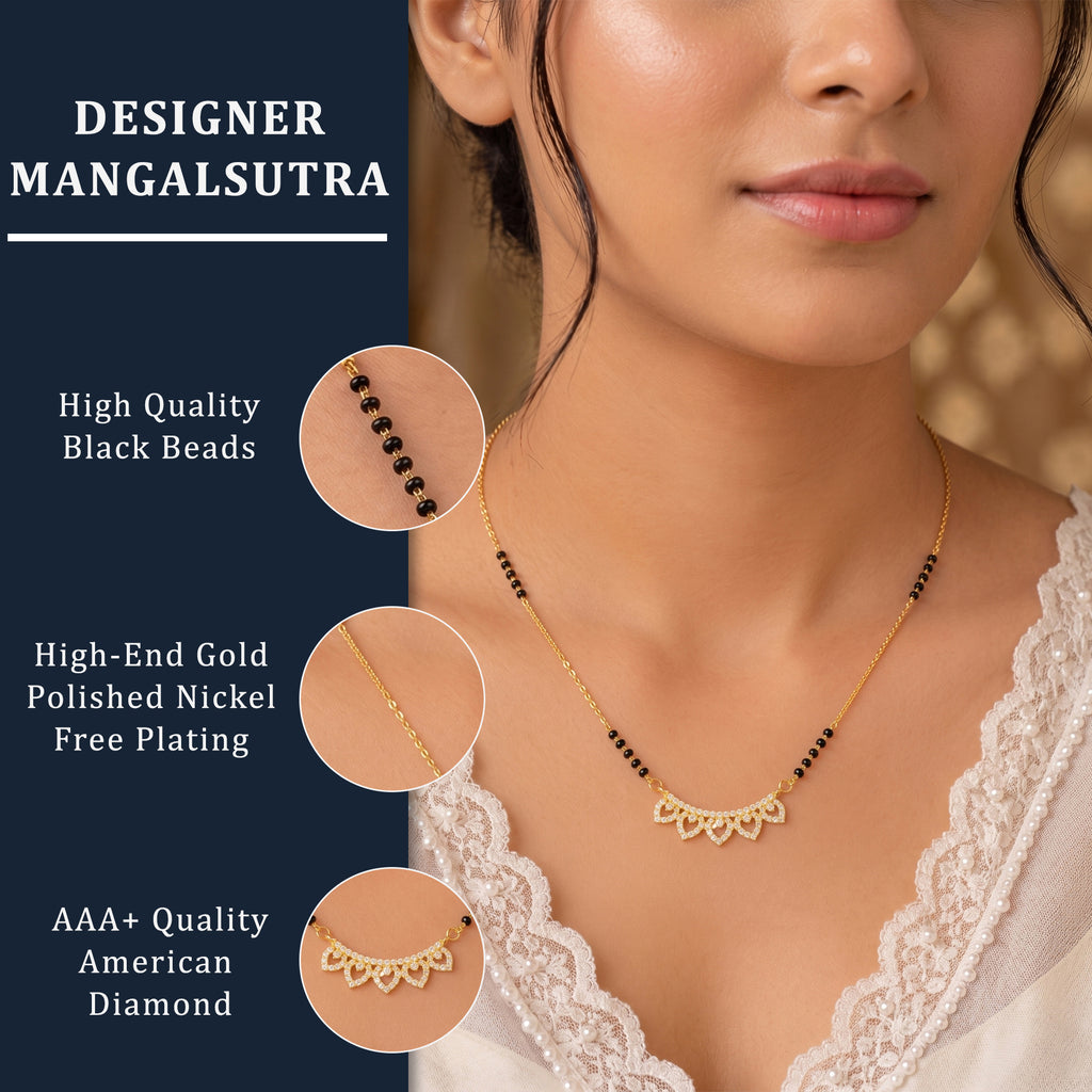 Contemporary Leaf-Pattern Gold Mangalsutra