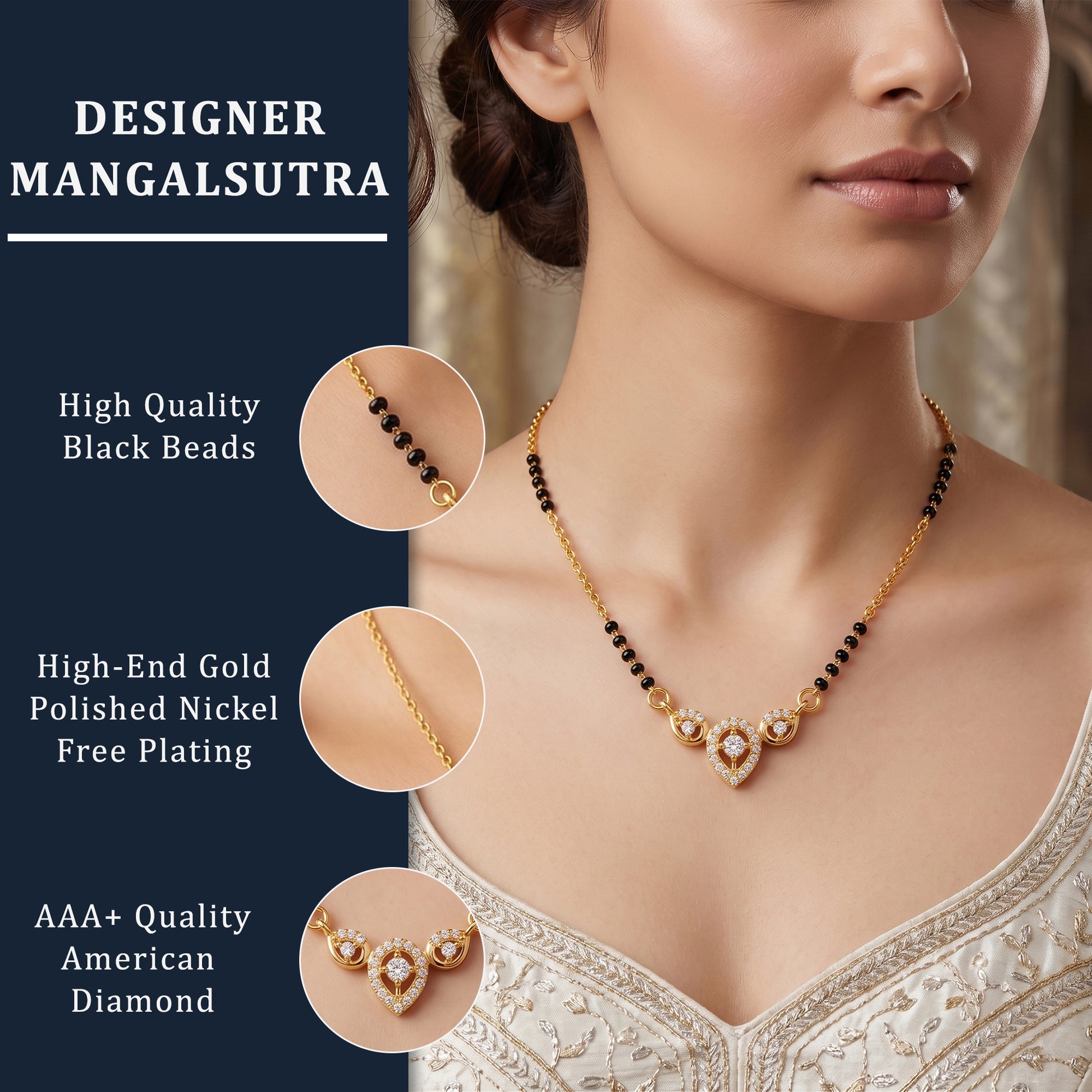 Golden Trio Sparkle Mangalsutra