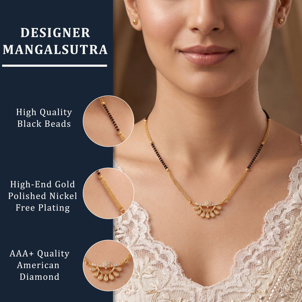 Royal Floral Gold Plated Mangalsutra Necklace with Stone