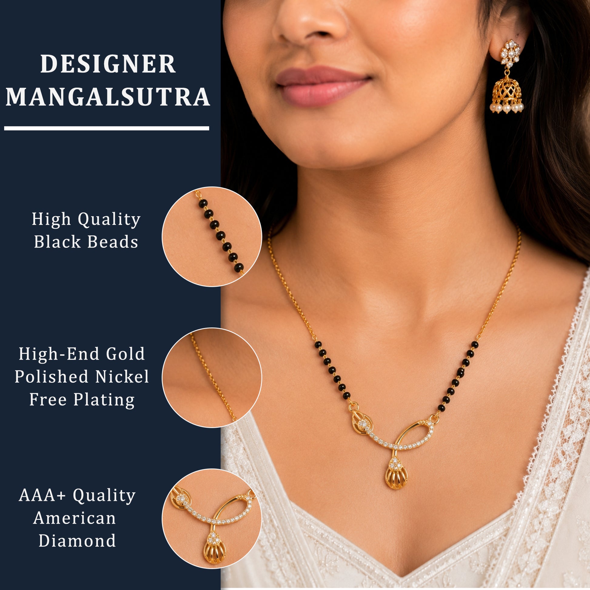 Modern Crown-Style Floral Mangalsutra