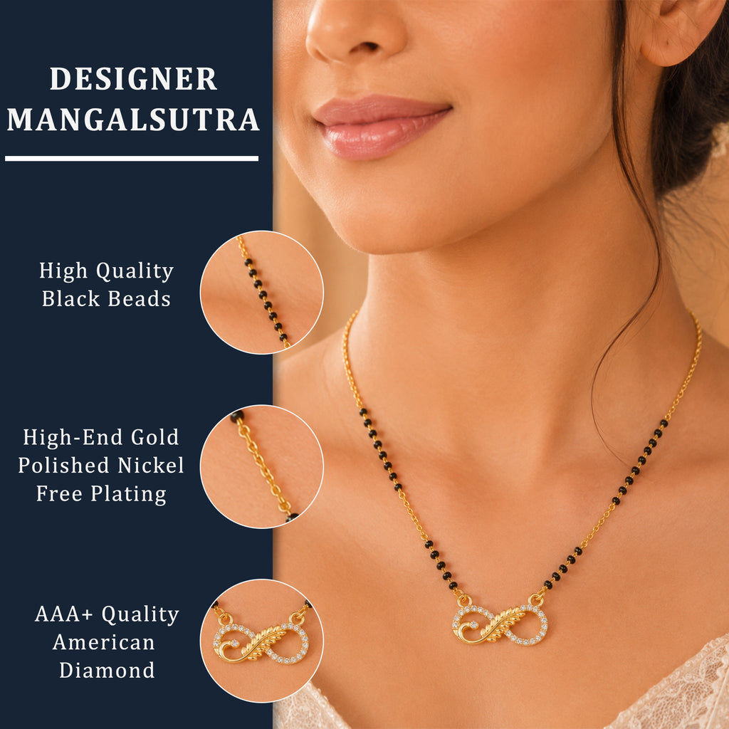 Infinity Feather Gold Mangalsutra with Diamond Accents