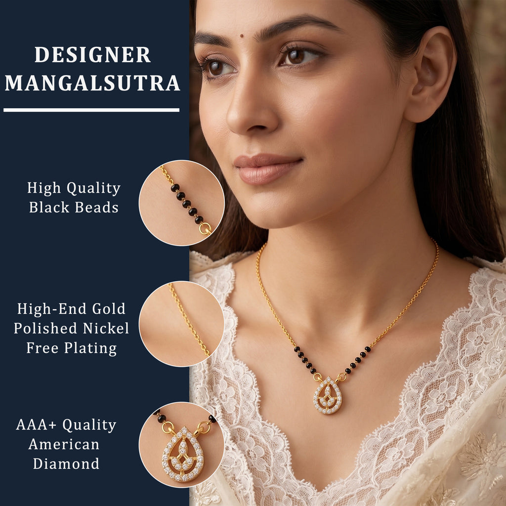 Radiant Floral Arc Diamond Gold Mangalsutra