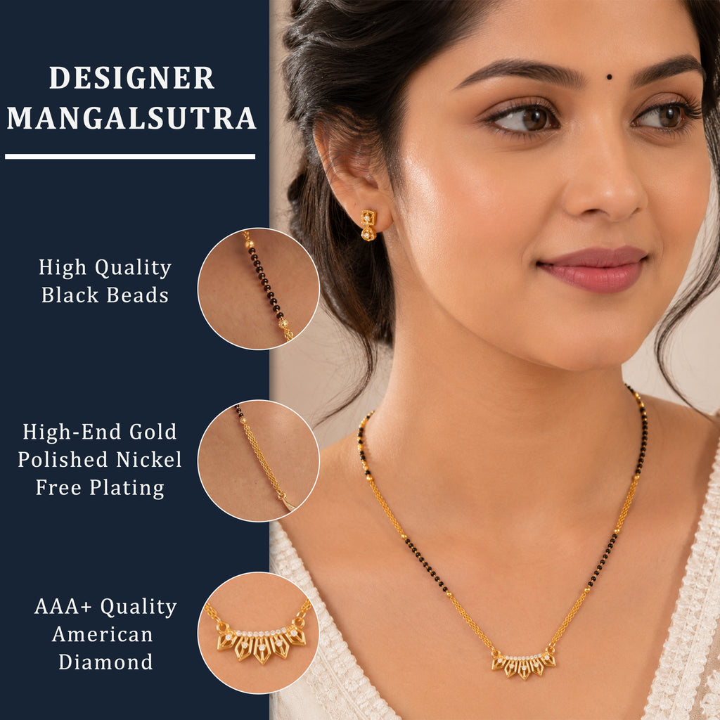 Elegant Heart Drop Gold Plated Mangalsutra Necklace