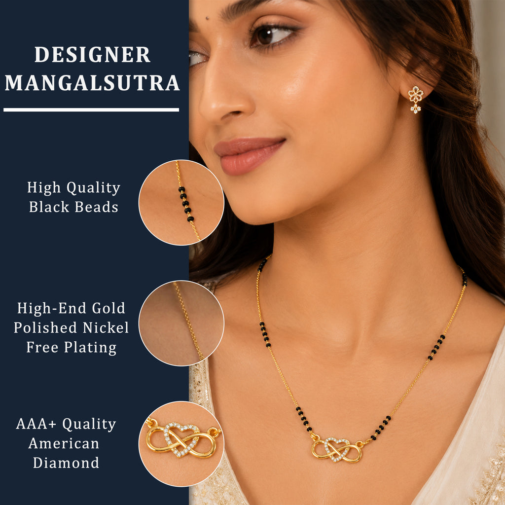 Modern Infinity Heart Gold Chain Mangalsutra