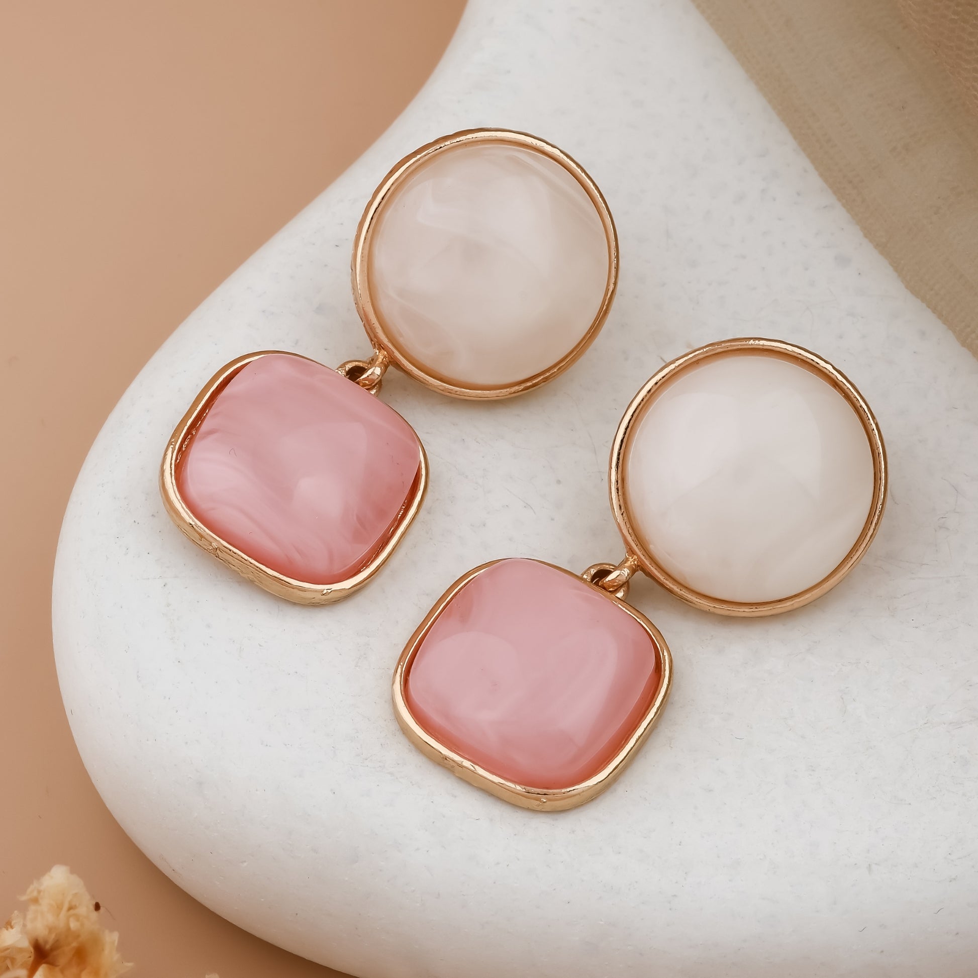 Dual Tone Resin Drop Earrings