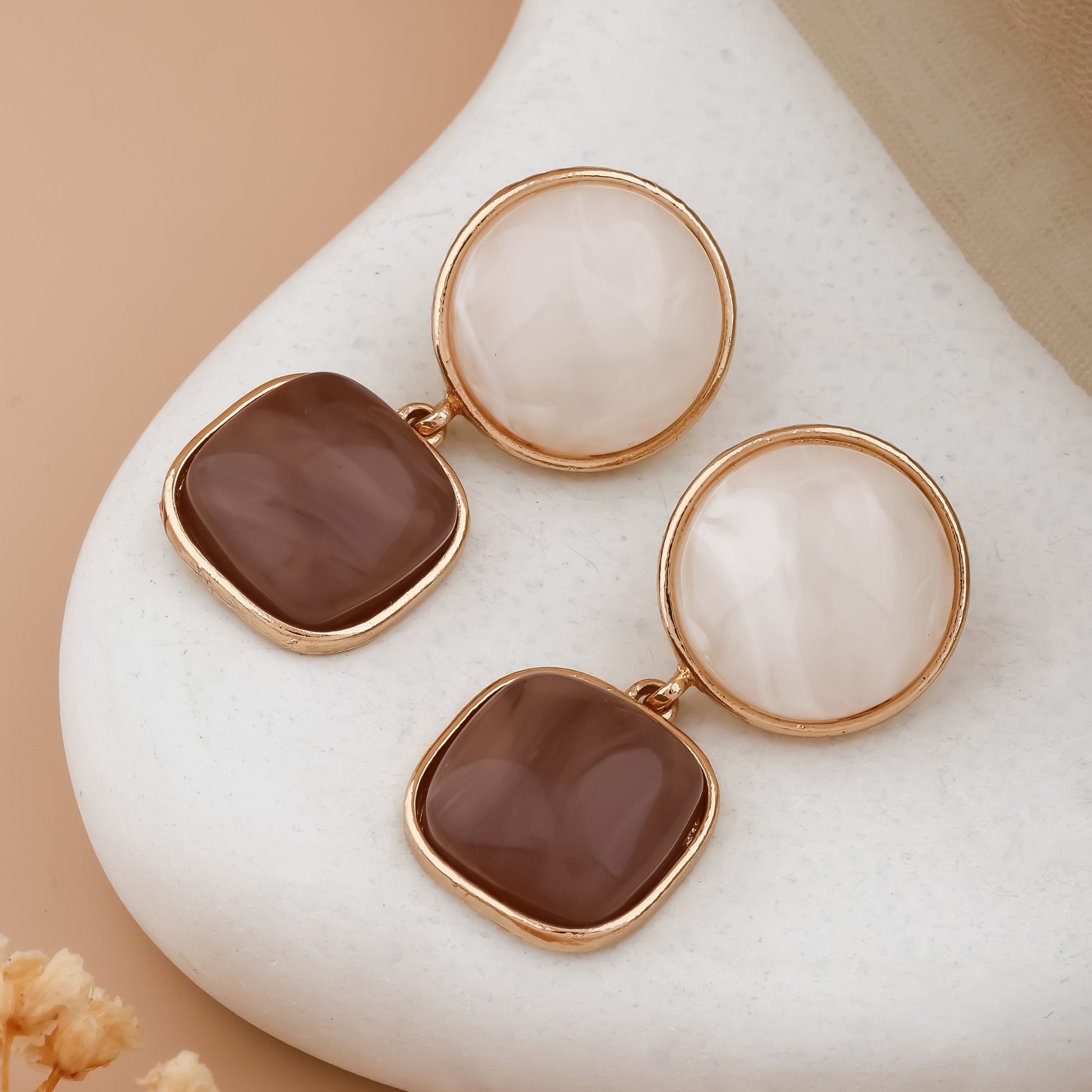 Dual Tone Resin Drop Earrings