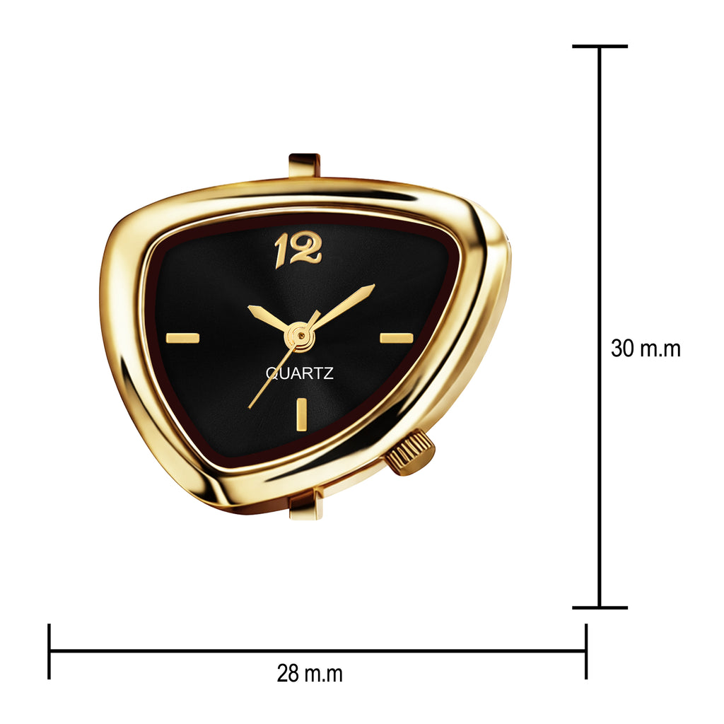 Luxury Geometric Royal Black Crystal Bracelet Watch for Women – Premium Gold-Plated Asymmetric Dial Analog Watch
