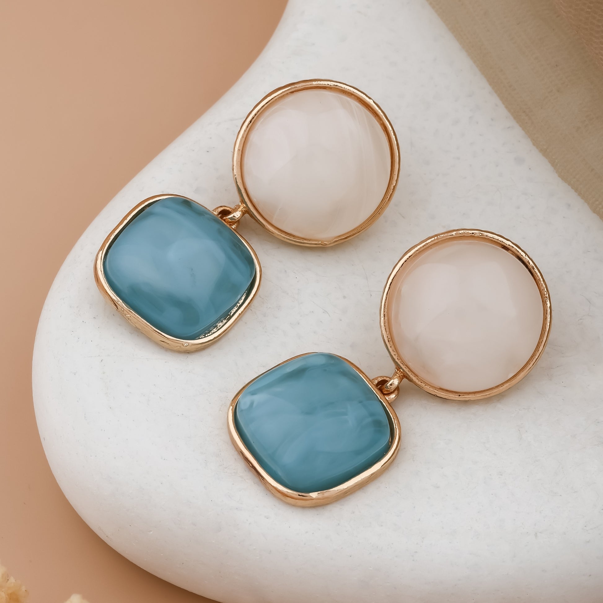 Dual Tone Resin Drop Earrings