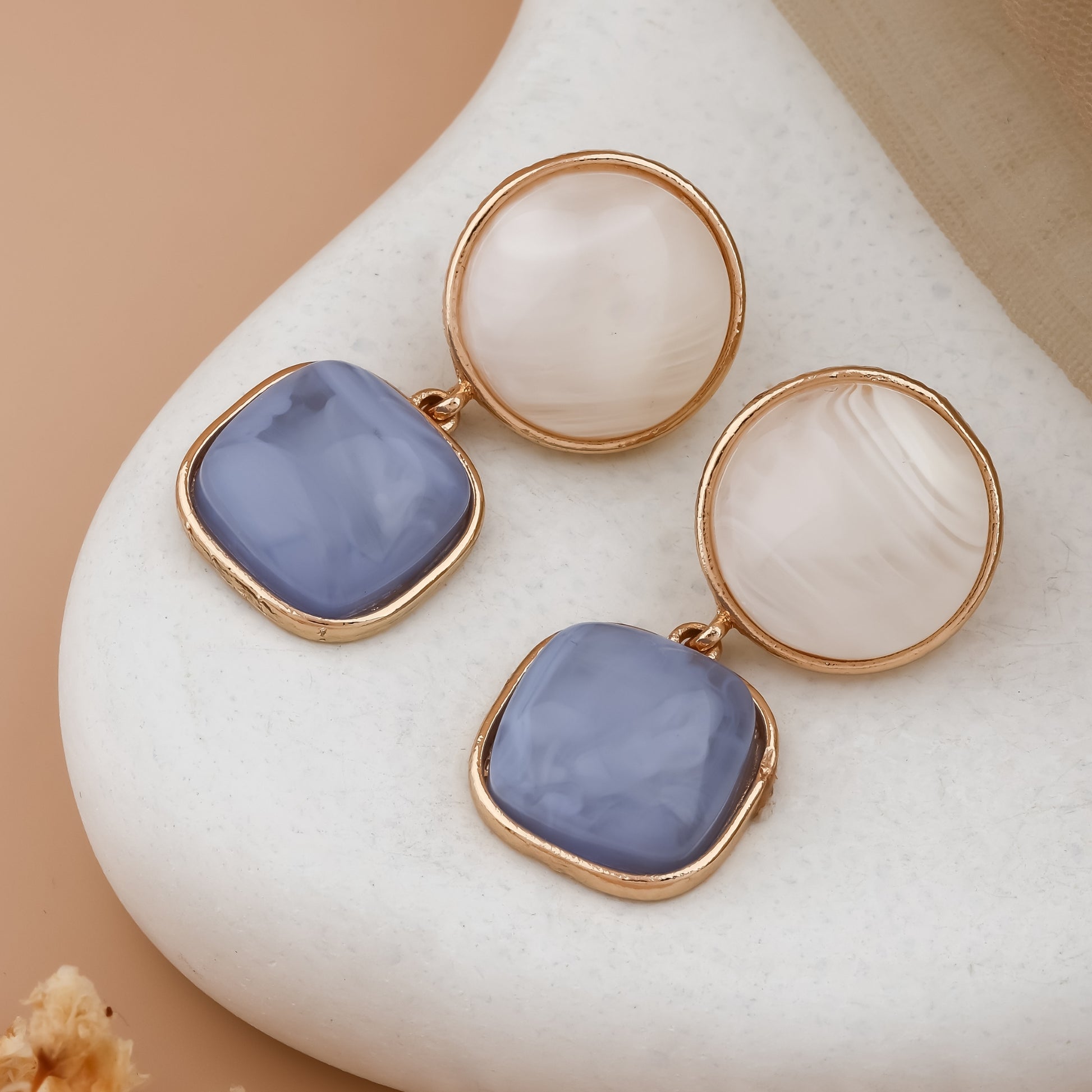 Dual Tone Resin Drop Earrings