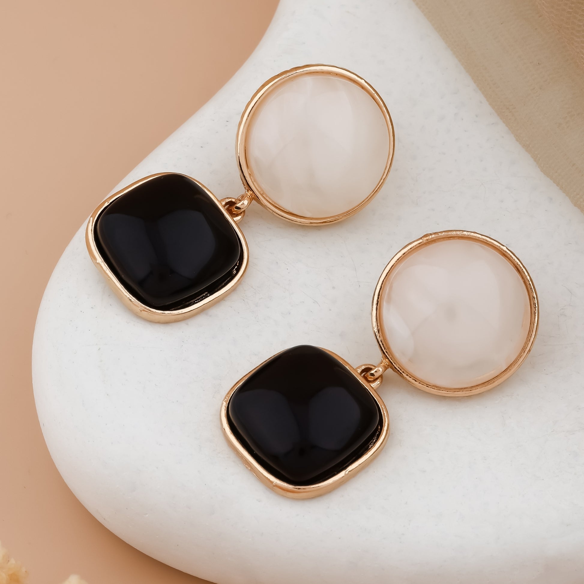 Dual Tone Resin Drop Earrings