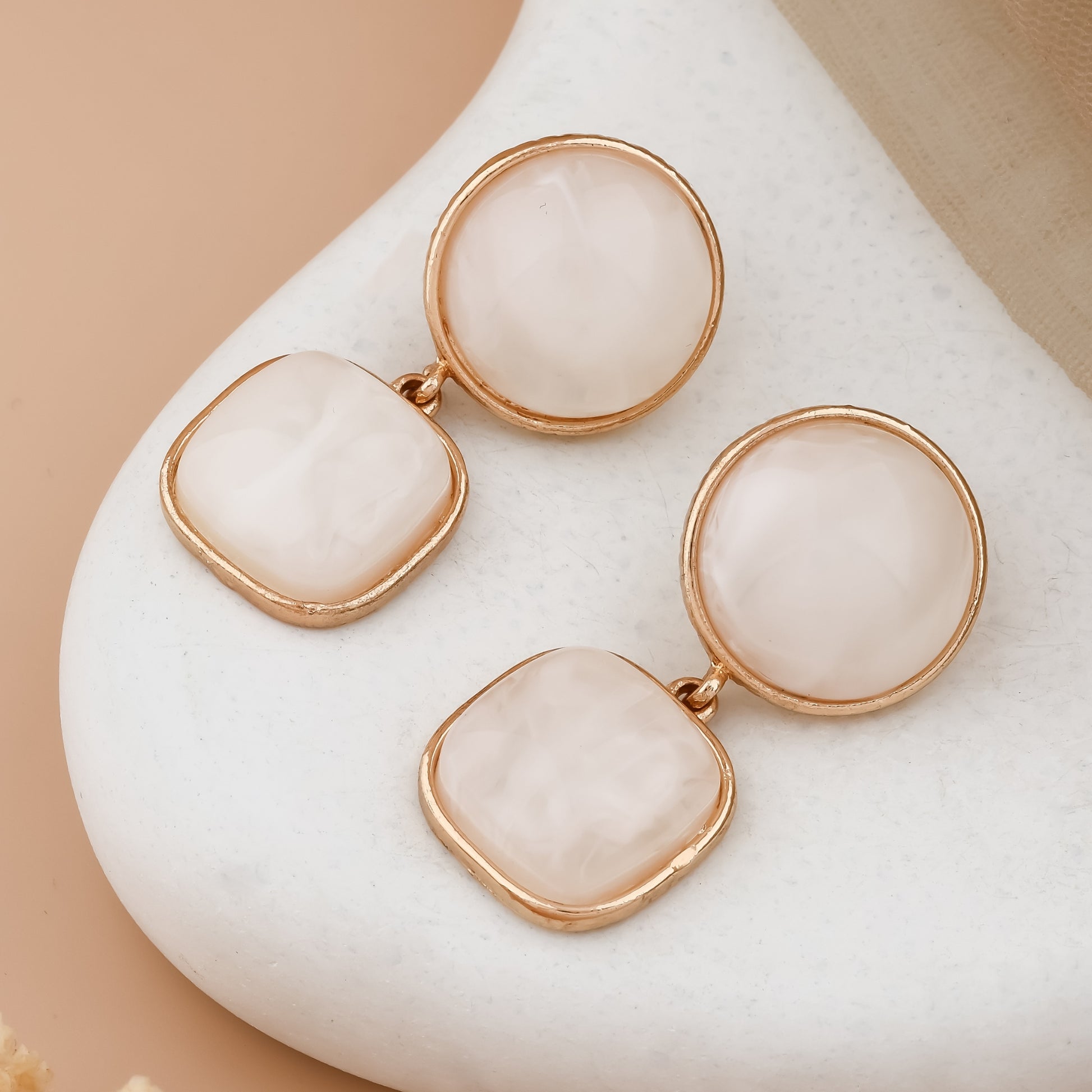 Dual Tone Resin Drop Earrings