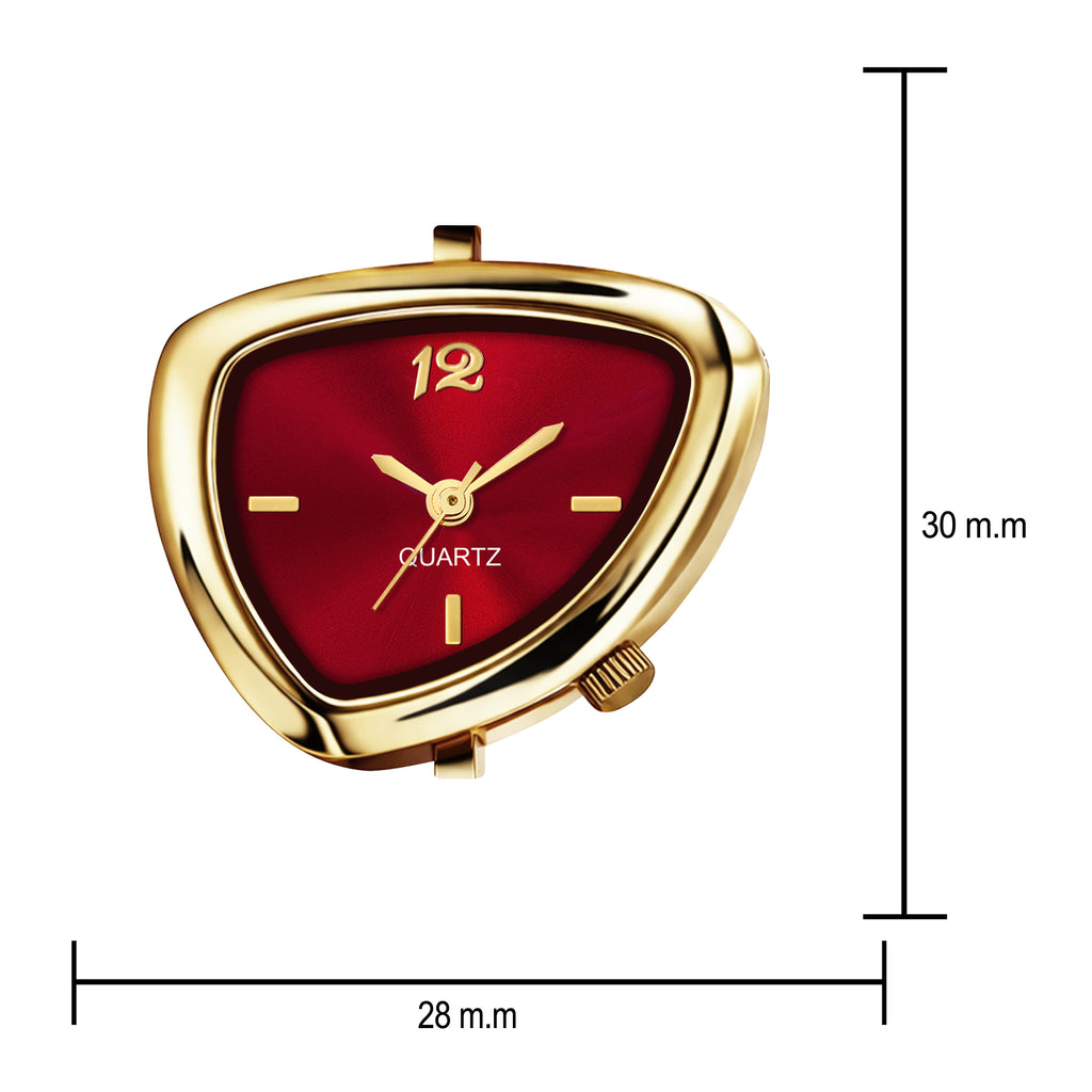 Luxury Geometric Ruby Red Crystal Bracelet Watch for Women – Premium Gold-Plated Asymmetric Dial Analog Watch