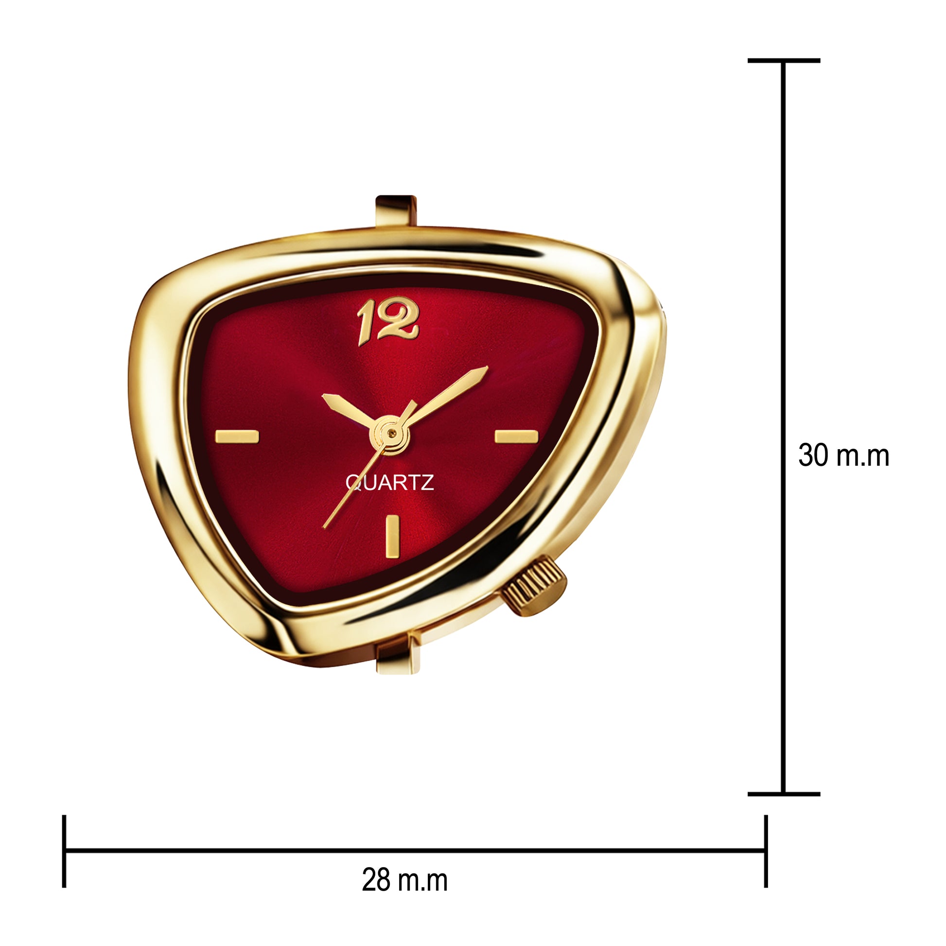 Luxury Geometric Ruby Red Crystal Bracelet Watch for Women – Premium Gold-Plated Asymmetric Dial Analog Watch