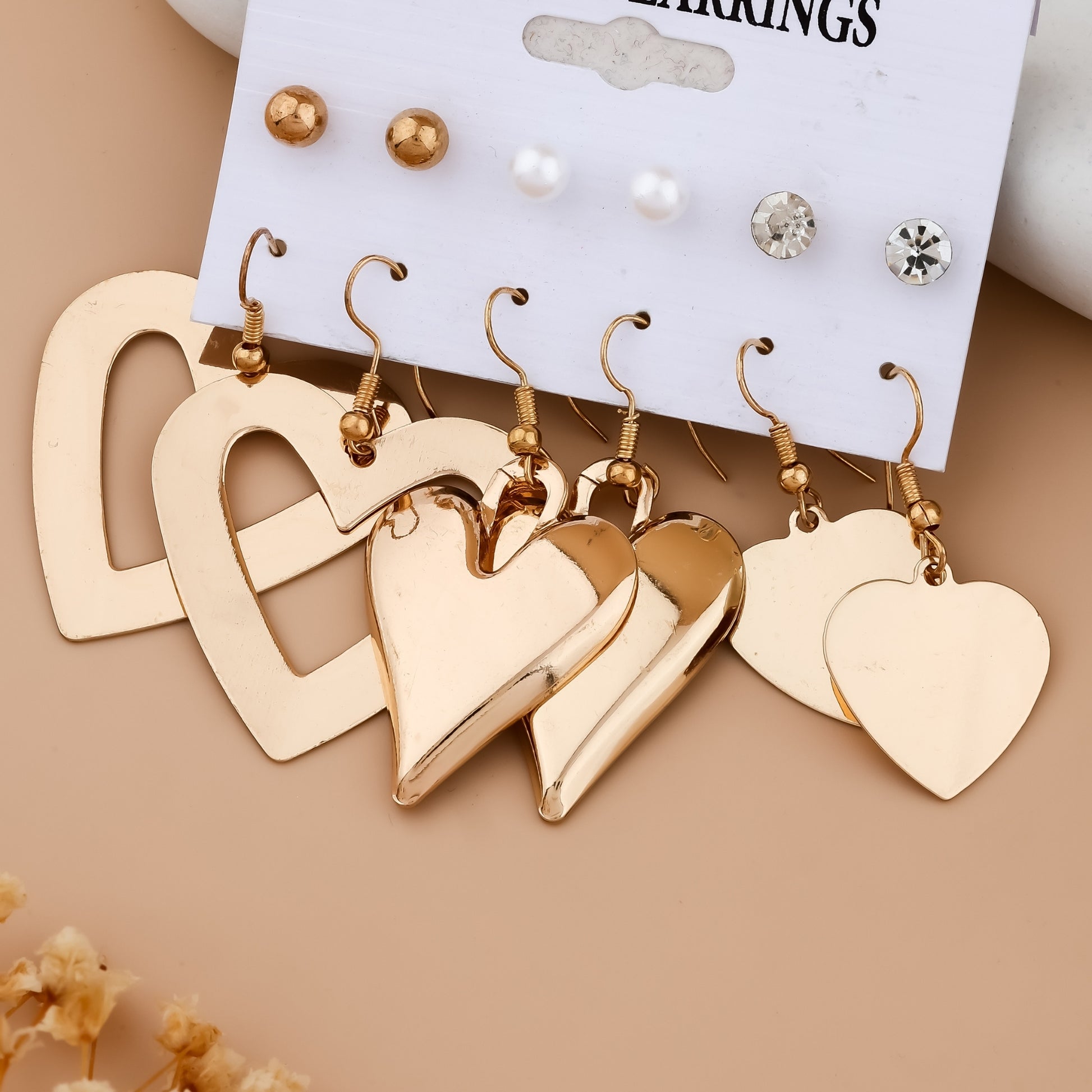 Heart Charm Earring Combo Set