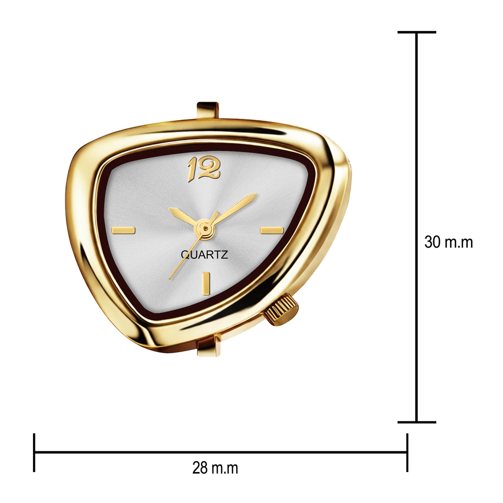 Luxury Geometric Pastel White Crystal Bracelet Watch for Women – Premium Gold-Plated Asymmetric Dial Analog Watch
