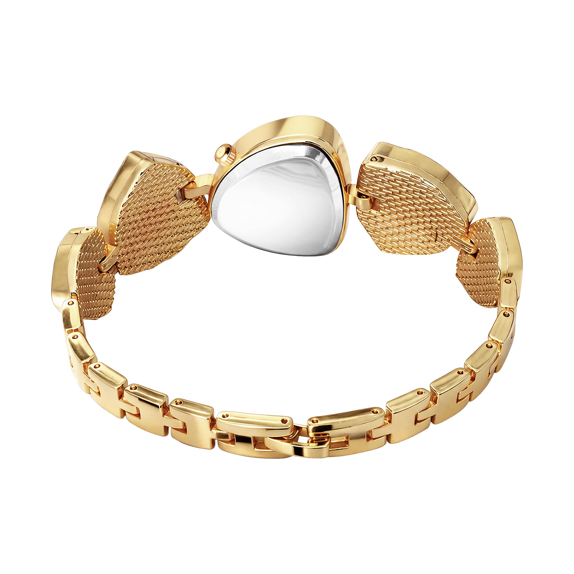 Luxury Geometric Pastel White Crystal Bracelet Watch for Women – Premium Gold-Plated Asymmetric Dial Analog Watch